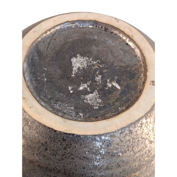 Rustic Ceramic Weed Vase With Metallic Glaze Finish 7.5” Tall Unique Design MCM - Picture 3 of 8